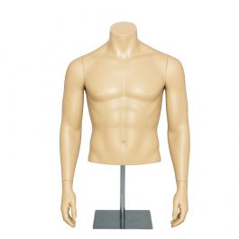 BUSTE MANNEQUIN HOMME : Buste homme r&eacute;aliste bras articul&eacute;s