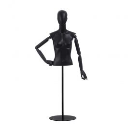 BUSTE MANNEQUIN FEMME : Buste mannequin vitrine femme avec t&ecirc;te et base metal