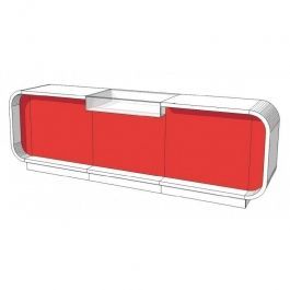 AGENCEMENT MAGASIN : Comptoir magasin rouge et blanc