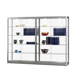AGENCEMENT MAGASIN : Double vitrine colonne en verre tremp&eacute; argent