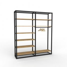 MOBILIARIO Y EQUIPAMIENTO COMERCIAL : Estante modular gondola negra con 2 barras y 9 estantes