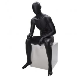 Faceless seated male mannequin - black Display mannequins seated Child manneqnin headless 6 years old black mat finish Mannequins vitrine