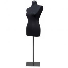 FEMALE MANNEQUIN BUST : Female fabric bust with black rectangular base