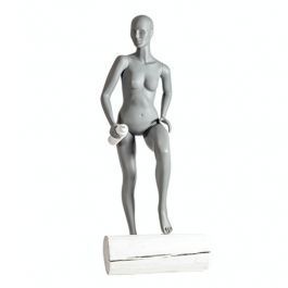 Female sport window mannequin gray (RAL7042) in cycling position Mannequins sport Female sport window mannequin biking position Mannequins vitrine