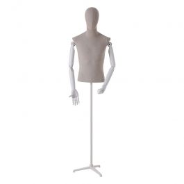 Male mannequins torso vintage linen white wooden arm Vintage bust Male mannequins torso vintage linen white wooden arm Mannequins vitrine