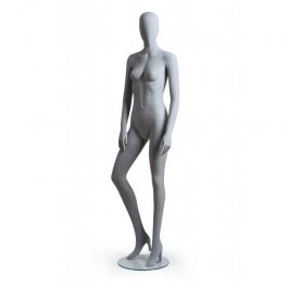 MANNEQUINS DE VITRINES : Mannequin de vitrine femme avec t&ecirc;te et corps gris