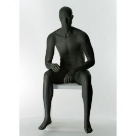 Mannequin vitrine homme assis avec tête abstraite - noir Mannequins assis Mannequin de vitrine homme assis coloris noir Mannequins vitrine
