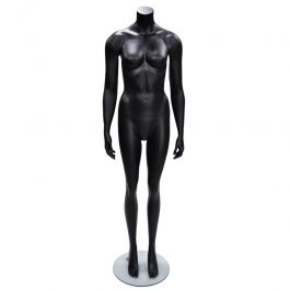 MANNEQUINS DE VITRINES : Mannequin femme sans t&ecirc;te noir position droite
