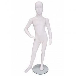 MANNEQUINS DE VITRINES : Mannequin vitrine enfant 6 ans blanc avec t&ecirc;te