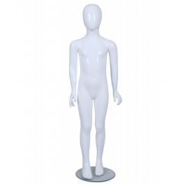 MANNEQUINS DE VITRINES : Mannequin vitrine enfant t&ecirc;te oeuf blanc 7-8 ans