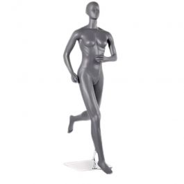 Mannequin sport Mannequin vitrine femme course &agrave; pied coloris gris Mannequins vitrine