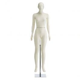 MANNEQUINS VITRINE FEMME - MANNEQUINS ABSTRAITS : Mannequin vitrine femme recouvert tissu blanc ivoire