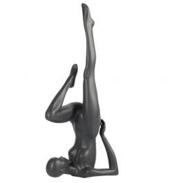 MANNEQUINS DE VITRINES : Mannequin vitrine femme yoga coloris gris