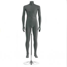 MANNEQUINS DE VITRINES : Mannequin vitrine homme recouvert de tissu gris fonc&eacute;