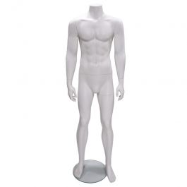MANNEQUINS DE VITRINES : Mannequin vitrine homme sans t&ecirc;te droit blanc