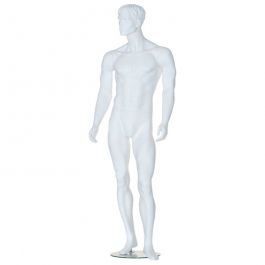 MANNEQUINS DE VITRINES : Mannequin vitrine homme stylis&eacute; blanc 195 cm