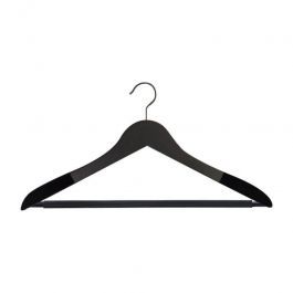 EQUIPO DE TIENDAS : Percha de madera negra 44 cm flock 1 cm con barra x 10