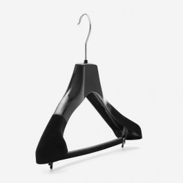 EQUIPO DE TIENDAS : Percha de pl&aacute;stico 42 cm con acabado de terciopelo parc