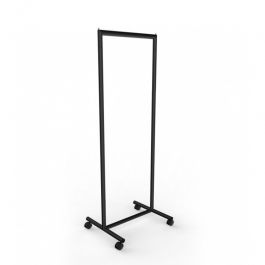 AGENCEMENT MAGASIN : Portant noir &agrave; roulette largeur 60cm hauteur 195cm