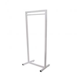AGENCEMENT MAGASIN : Portant v&ecirc;tement droit double tringle blanc 150 cm
