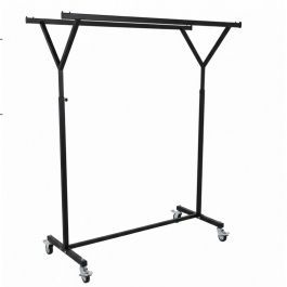 AGENCEMENT MAGASIN : Portant v&ecirc;tements double noir sur roulettes 150-220cm