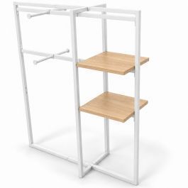 AGENCEMENT MAGASIN : Portant v&ecirc;tements extensible blanc et bois h 150cm