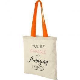 AGENCEMENT MAGASIN : Sac coton 100 gr, avec poign&eacute;es de couleur - 38x42cm