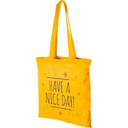 AGENCEMENT MAGASIN : Sacs en coton jaune personalis&eacute;s - 140gr - 38x42cm