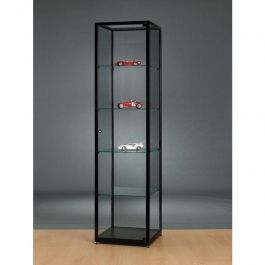 Elegant and solid black column showcase for collectibles. H198.4 ... Standing display cabinet Showcase 50 x 50 x 198cm Vitrine