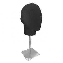ACCESSORI DI MANICHINI : Testa di donna nero opaco su base metalo