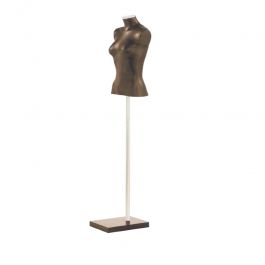 BUSTE MANNEQUIN FEMME : Torso 3/4 mannequin femme en cuir &eacute;cologique marron