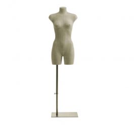 BUSTE MANNEQUIN FEMME : Torso mannequin femme en lin avec d&eacute;part de jambe