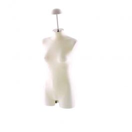 BUSTE MANNEQUIN FEMME : Torso mannequin femme ivoire en &eacute;lasthanne &agrave; suspendre