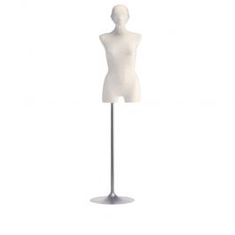 BUSTE MANNEQUIN FEMME : Torso mannequin femme ivoire en &eacute;lasthanne