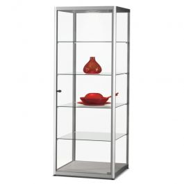 EQUIPO DE TIENDAS : Vitrina de columna de plata con armario e iluminaci&oacute;n