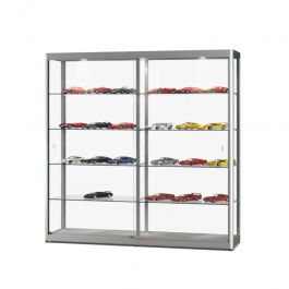EQUIPO DE TIENDAS : Vitrinas de doble columna en plata 150 cm