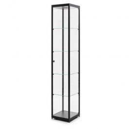 AGENCEMENT MAGASIN : Vitrine colonne noir led et &eacute;tag&egrave;res verre 40x40x200cm