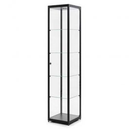 AGENCEMENT MAGASIN : Vitrine colonne noir avec spot led &eacute;tag&egrave;res 50x50x200cm