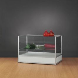 AGENCEMENT MAGASIN : Vitrine comptoir avec &eacute;tag&egrave;res en verre tremp&eacute;