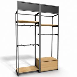 Gondolas for stores Wall cabinet with shelves and hanging space H220x160x47 Mobilier shopping
