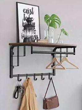 Wall-mounted coat rack with shelf